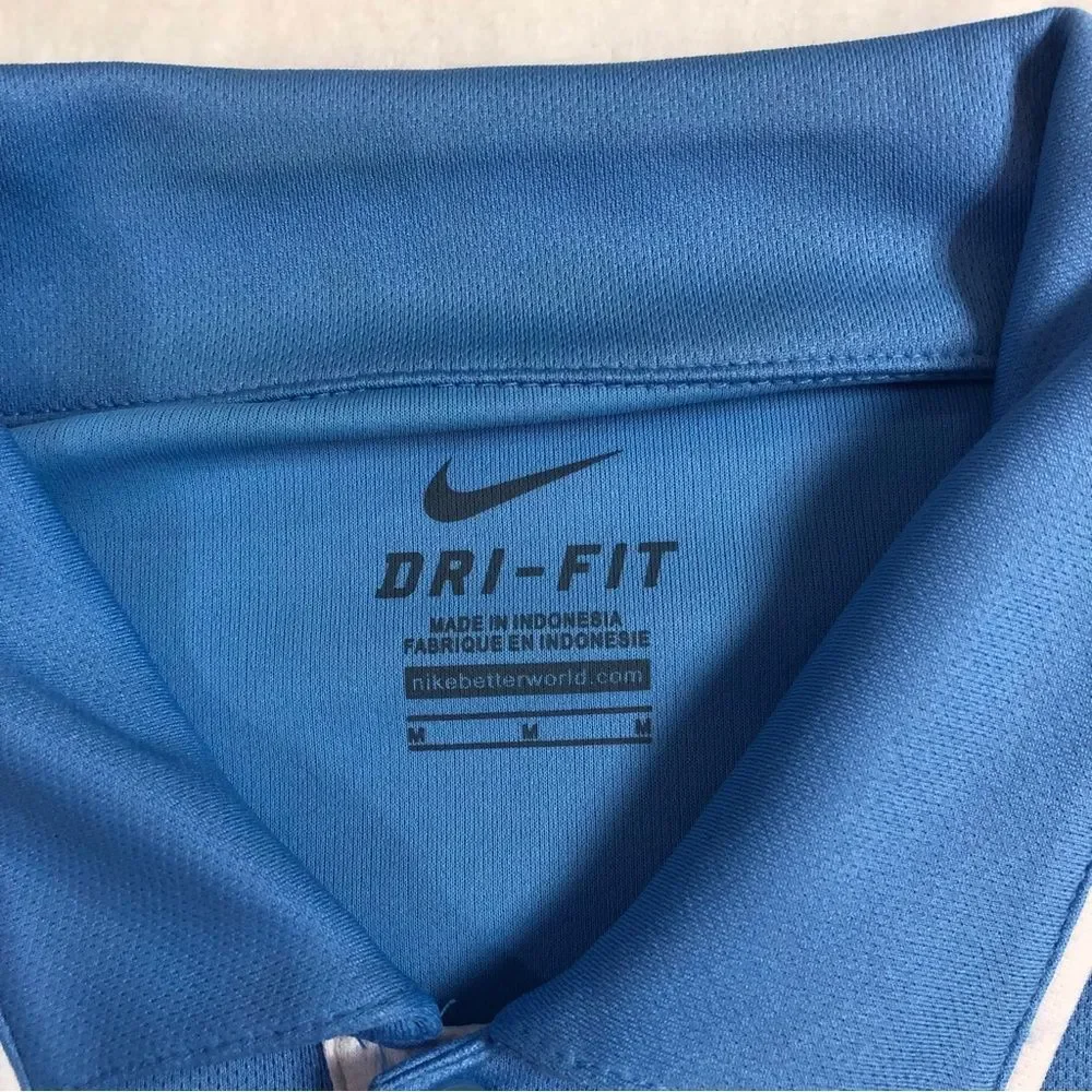 Nike Dri-Fit Men's Medium UNC Blue Polo Top Athletic Button Front Shirt
